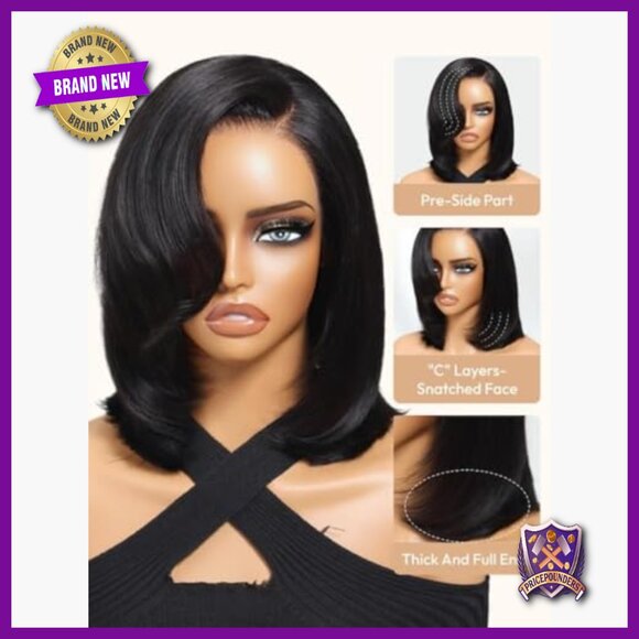 Glueless Human Hair Bob Wig with HD Lace Closure, Ready to Wear